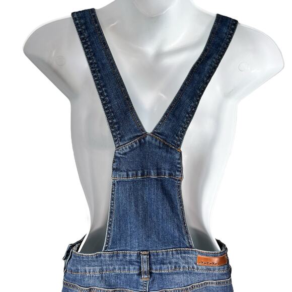 Distressed Blue Jean Shortalls Overalls Shorts Women's 5 Country Cowgirl READ - Picture 8 of 15